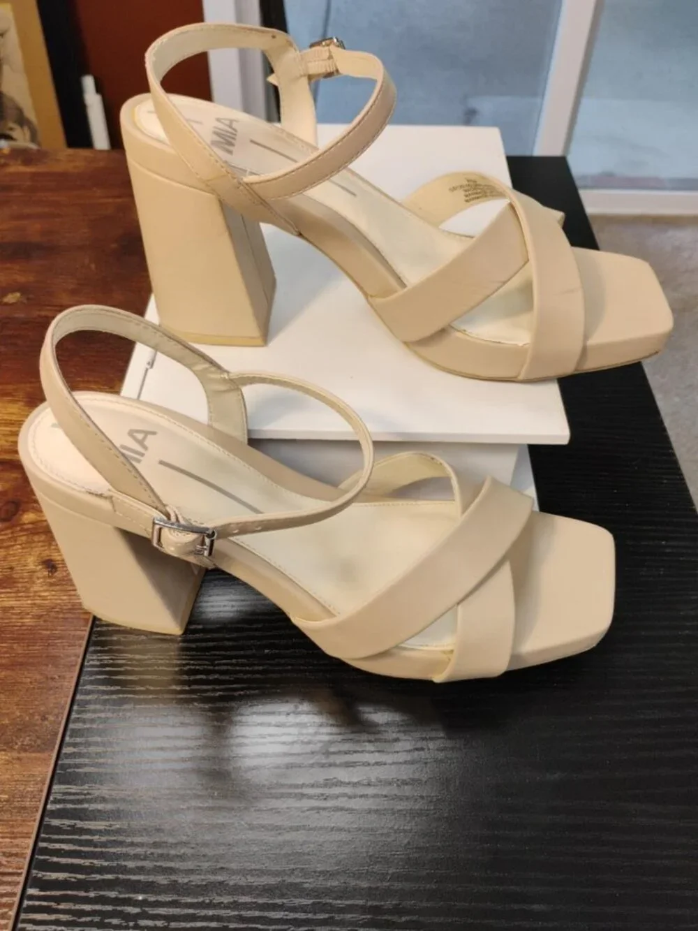 MIA Janessa Nude Strappy Block Heel Sandals Size 8.5
